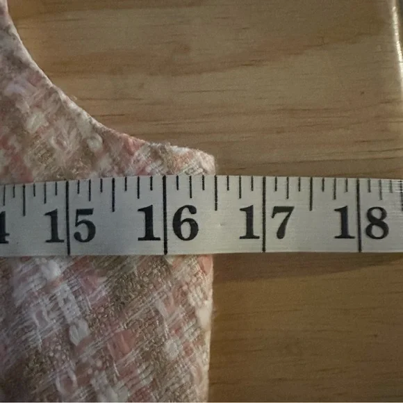 Pink Tweed Vintage Sleeveless Pleated Flounce Dress-4-Professional Prep Business - Picture 11 of 12